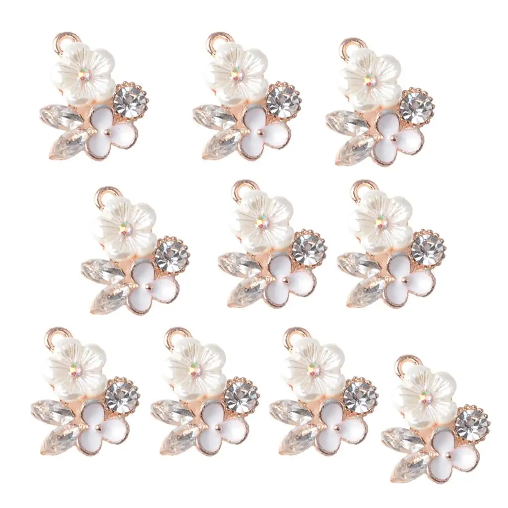 10 Pieces Faux Buttons Rhinestone Embellishments Crystal Flower