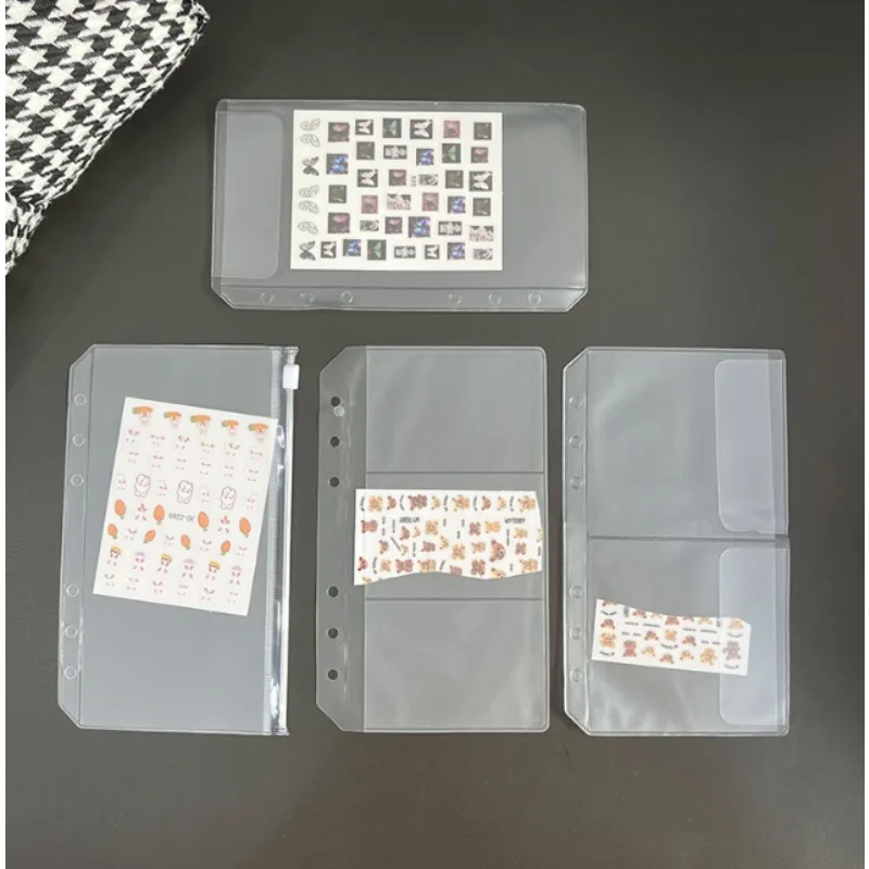 10Pcs Refillable A6 Binder Zipper Pockets Clear PVC Loose Leaf Storage Pouches Card Bag For Journal Planner Organizer