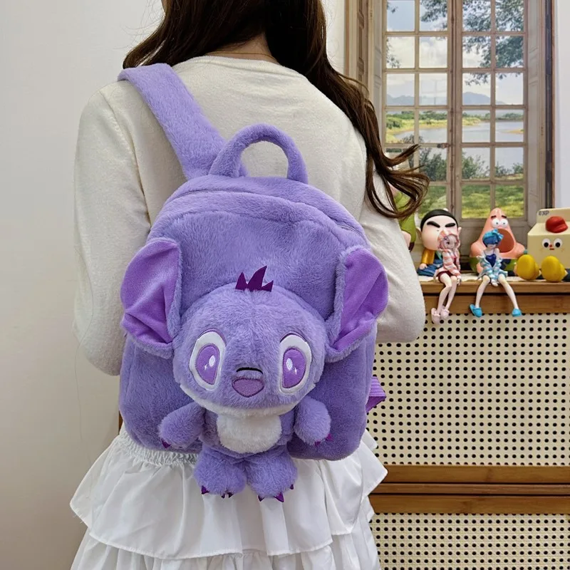 2026 New Kawaii Large Capacity Stitch Double Backpack Cute Girly Heart Plush Toy Backpack Travel Bag Girl Birthday Gift