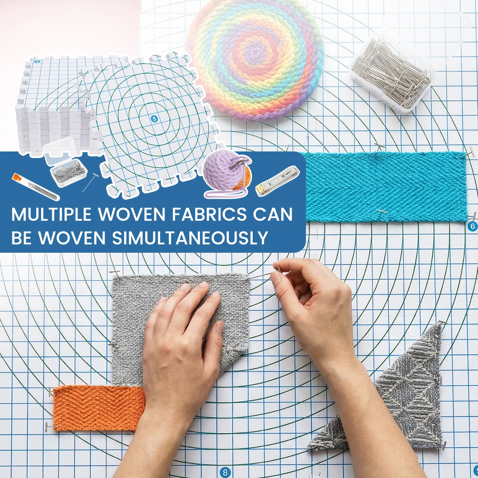 4/9 Pcs Foam Blocking Board Knitting Block Mat Grid Knitting Board Reusable Foam Crafts Blocking Mats with T Pins for Knitting