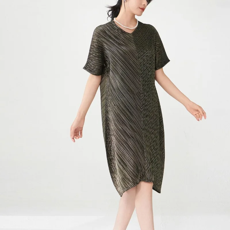 2023 женское летнее высококачественное плиссированное платье с горячим тиснением, модная свободная длинная юбка, женская одежда в европейском и американском стиле