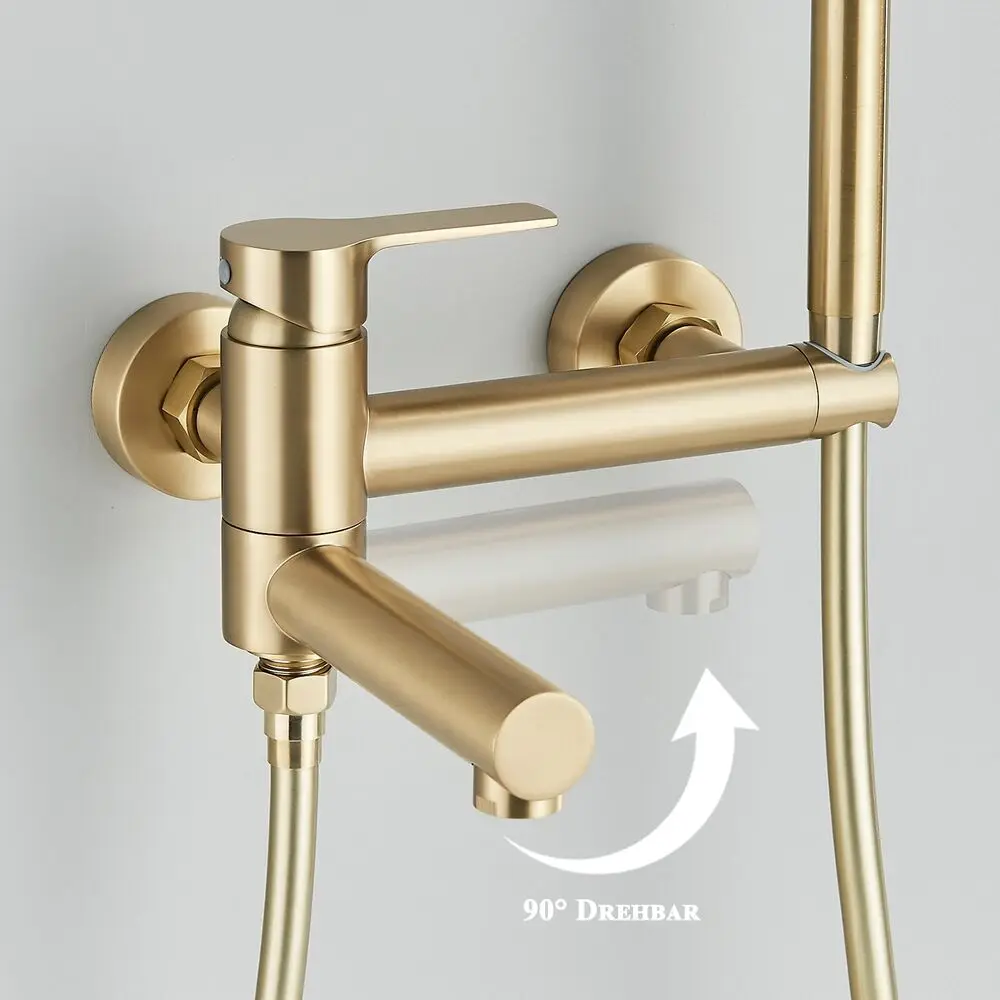 Rubinetto per vasca da bagno In oro a parete sistema doccia per vasca da bagno a cascata incorporato nel rubinetto del miscelatore della doccia del