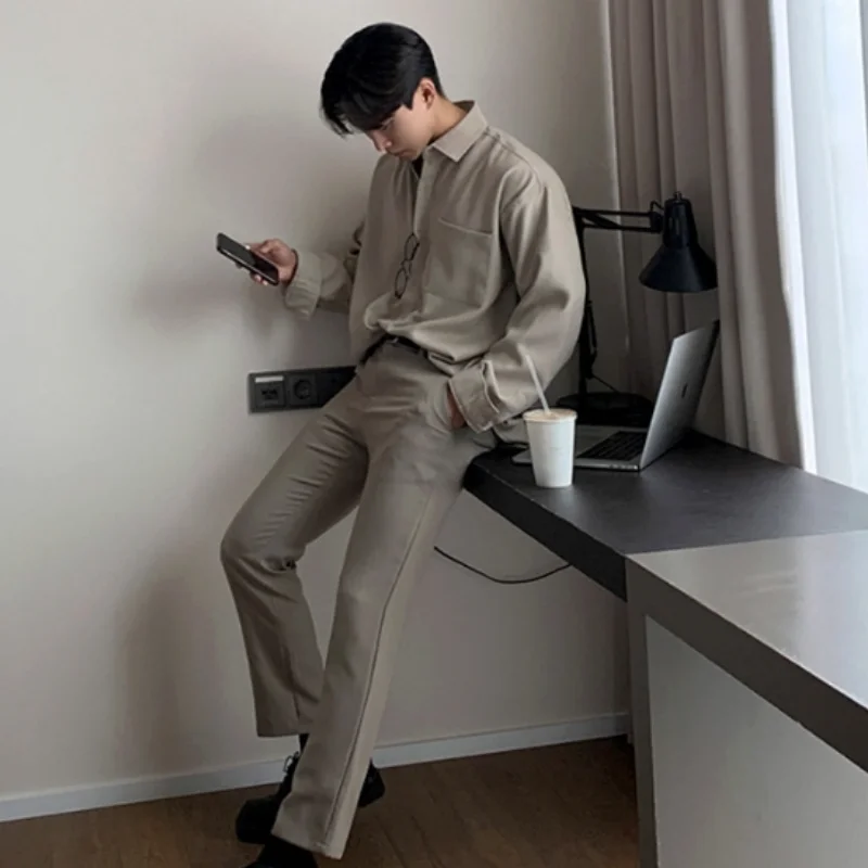 Luxury Long Sleeve Men's Shirt 2024 New Spring Autumn Korean Vintage Shirts Breast Pocket Casual Non iron Premium Men Clothing