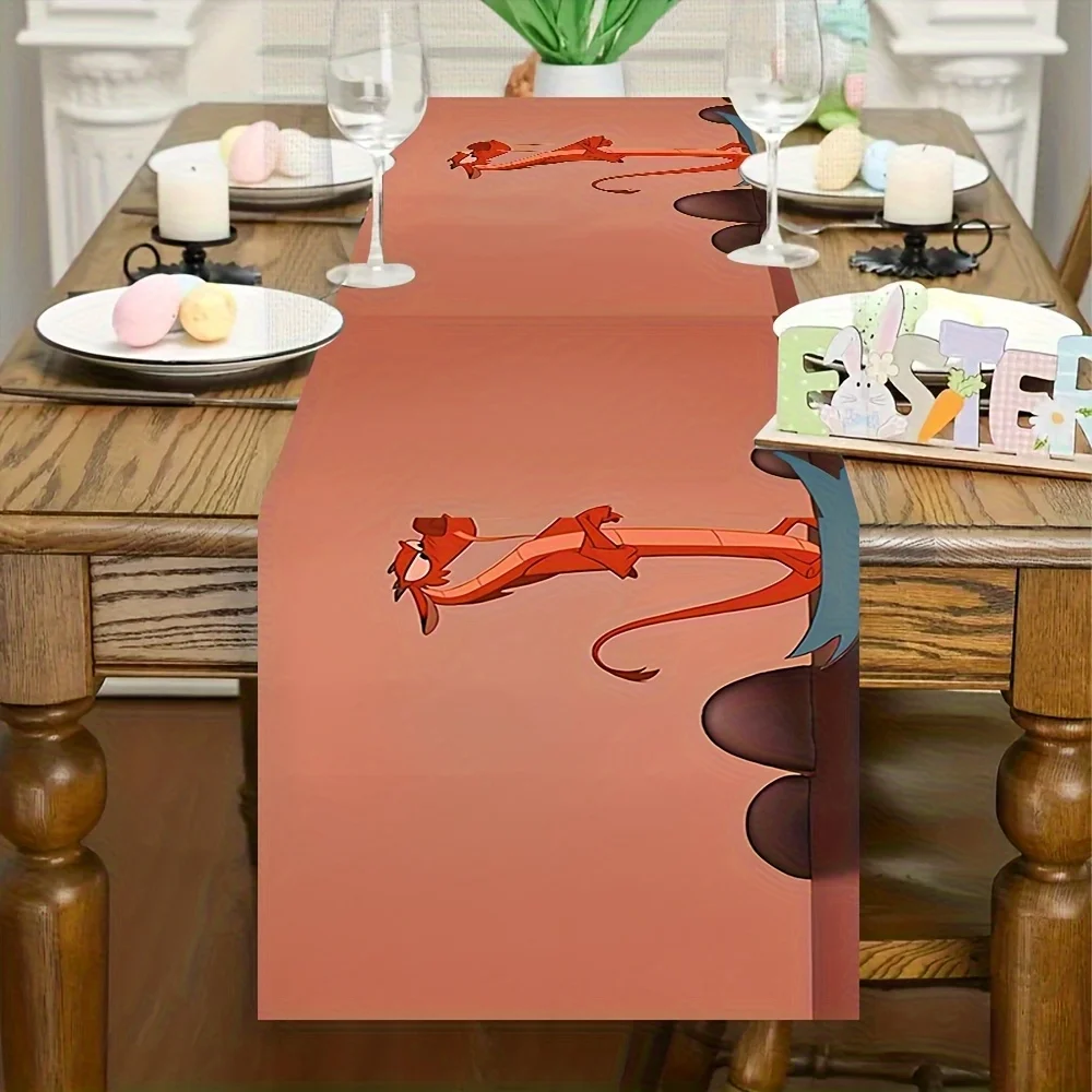 

1 Piece of Mulan Movie-Themed Exquisite Pattern Tablecloth, Washable Table Runner, Suitable for Family Gatherings, Home Decoration, Birthday Party Decoration