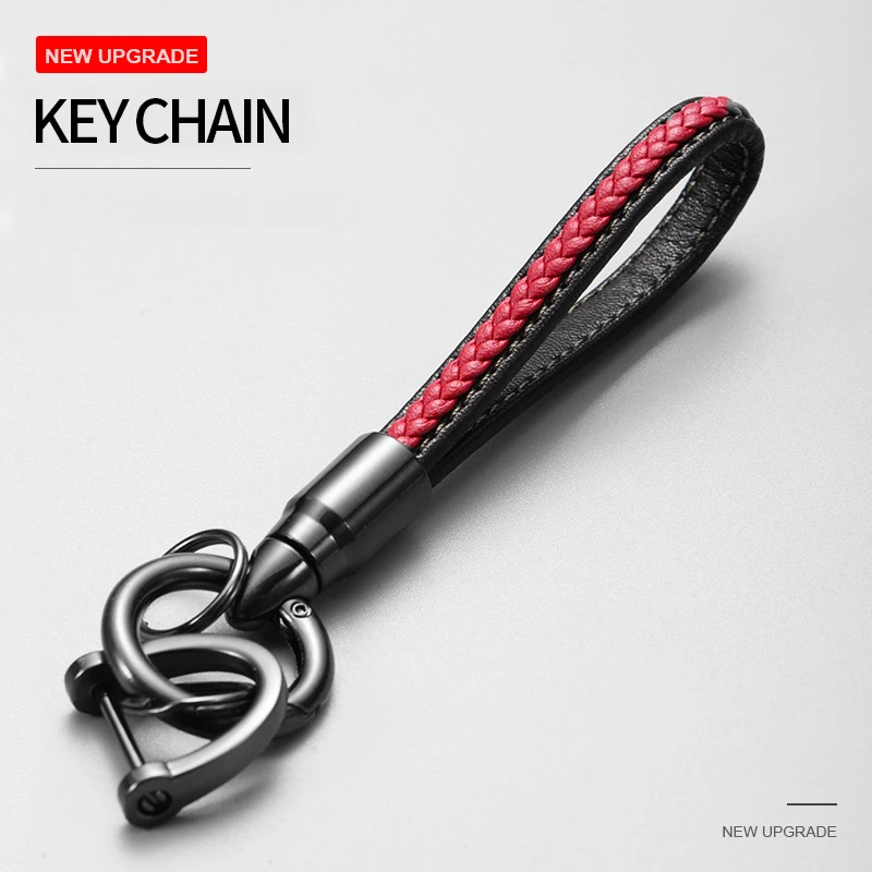 Handwoven Leather Car Key Buckle Keychain Luxury Style Hand Woven Leather Hanging Car Key Ring,Comes with Box Packaging