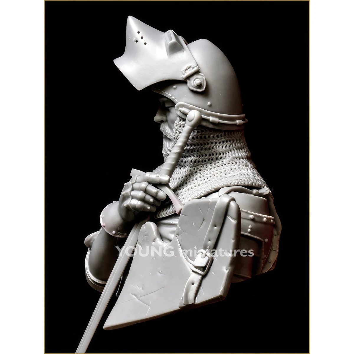

1/10 scale resin unpainted model kit, military theme, bust of a medieval knight, unassembled and unpainted GK