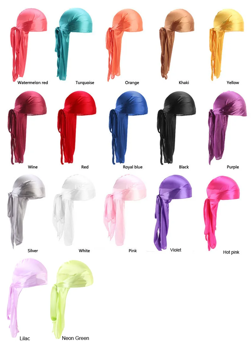 Unisex Seidige Lange Schwanz Durag Piraten Hut Turban Mode Headwraps Kappe Bandana Frauen Männer Kopfbedeckungen Kappen Hijab Haar Zubehör ﻿ – Detail 8