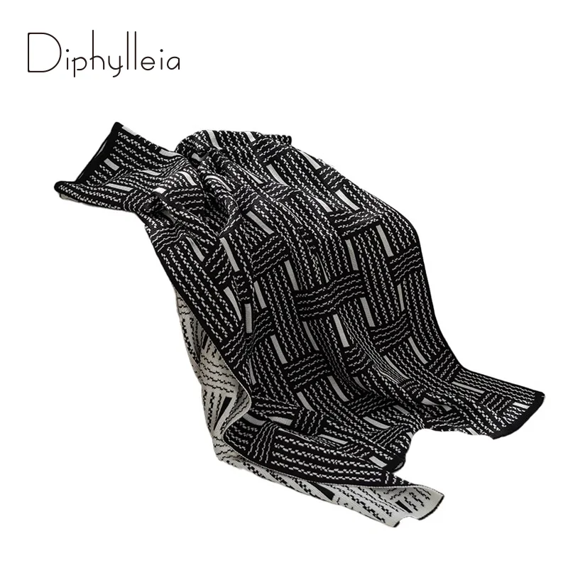 

Diphylleia Luxury Geometric Weave Blanket Modern Monochrome Elegance Sofa Throw Rug 127x152cm Perfect For Chair Couch Bed