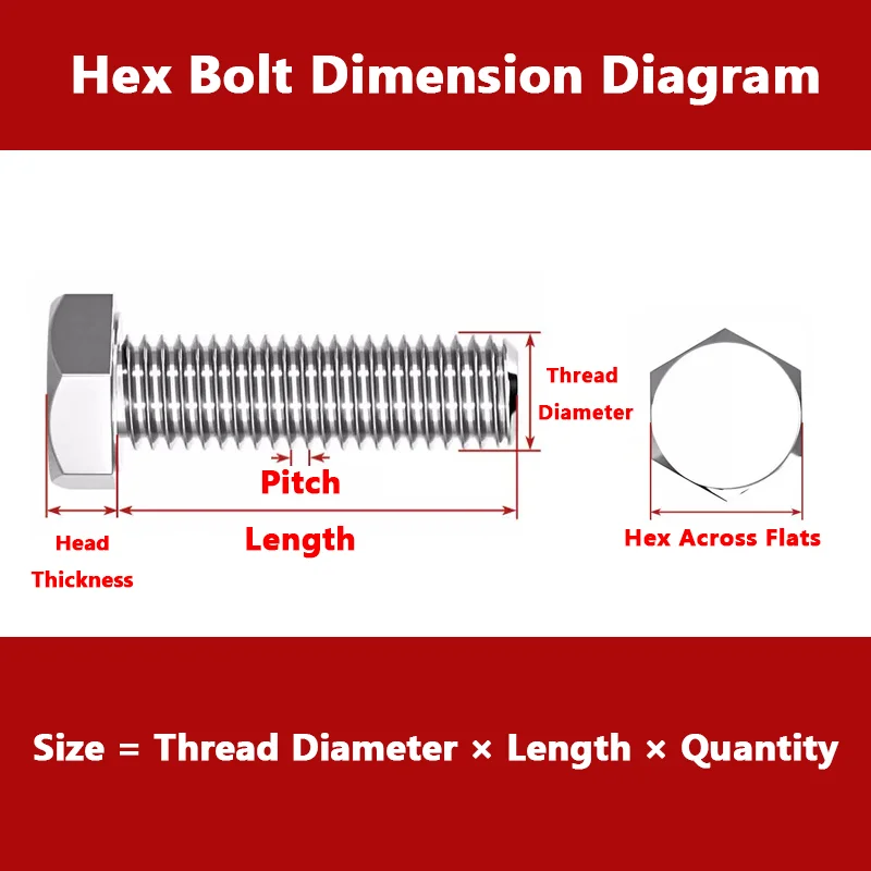 M6 M8 304 Stainless Steel External Hexagon Head Screw DIN933 Metric Full Thread Hex Bolt A2-70 Fastener 2-80pcs