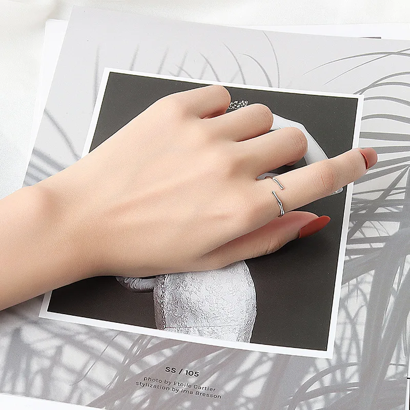 QMCOCO  Silver Color Design Simple Bamboo Knot Opening Ring For Women Party Cute Fashion Jewelry Minimalist Accessories Gifts