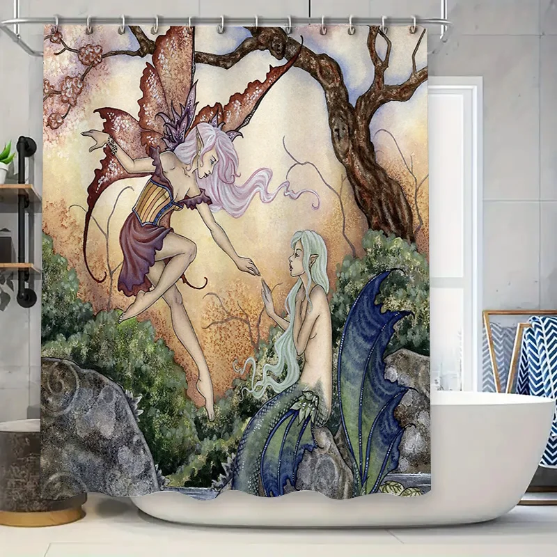 Fantasy Forest Fairy Shower Curtain Gothic Mystical Nature Wall Art Decor Home