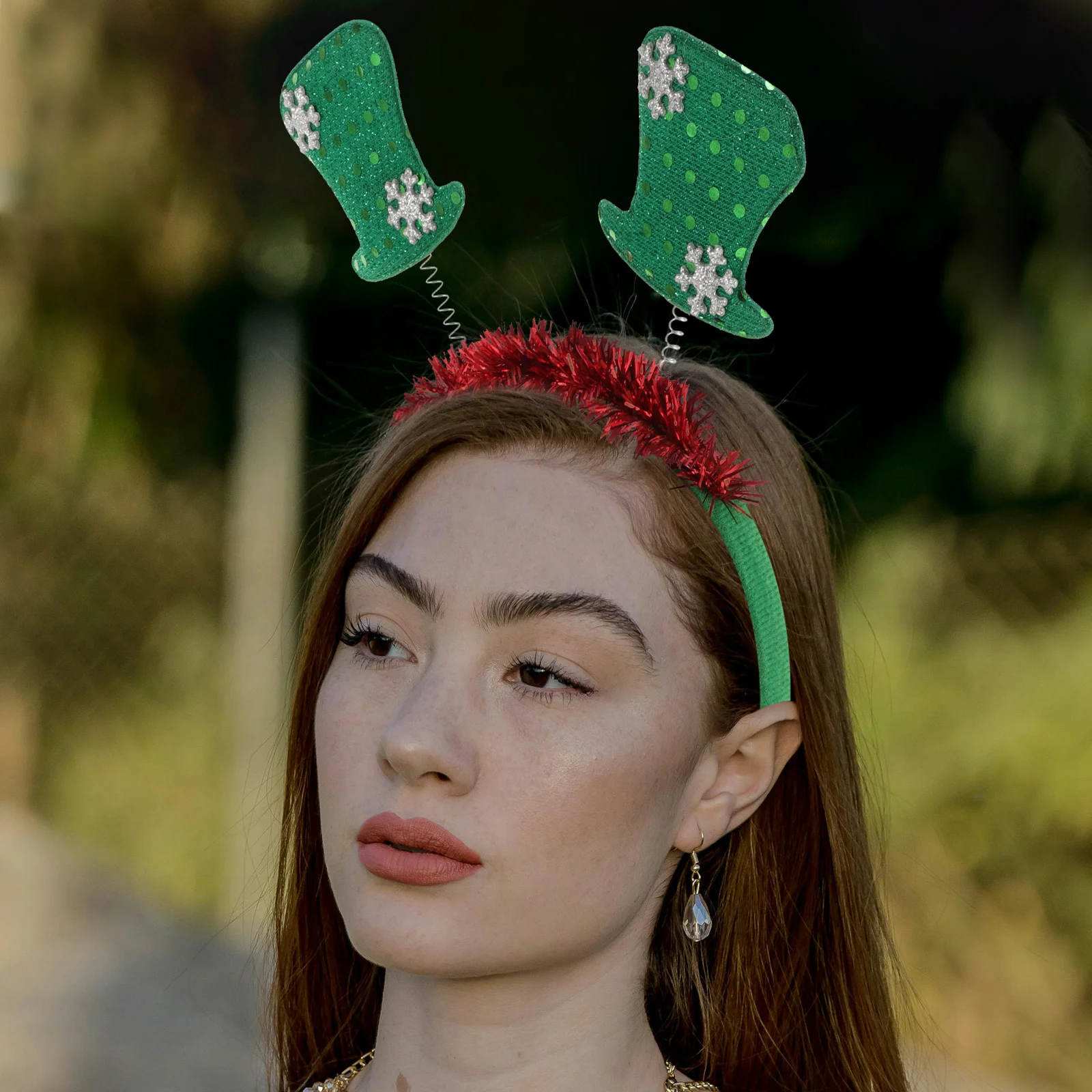 

Christmas Headband For Women Girls Holiday Party Hair Accessories Glitter Hat Shape Design Winter Festival Snowflake Star