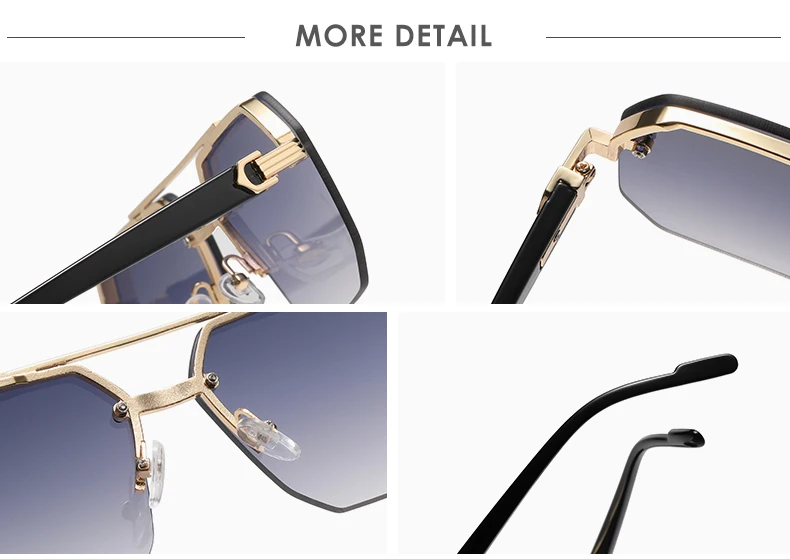Herren Metall-Sonnenbrille Quadratischer Halbrahmen mit Ziernieten Lässiger Trend Persönlichkeit Retro Mode Outdoor-Sport-Brille – Detail 11
