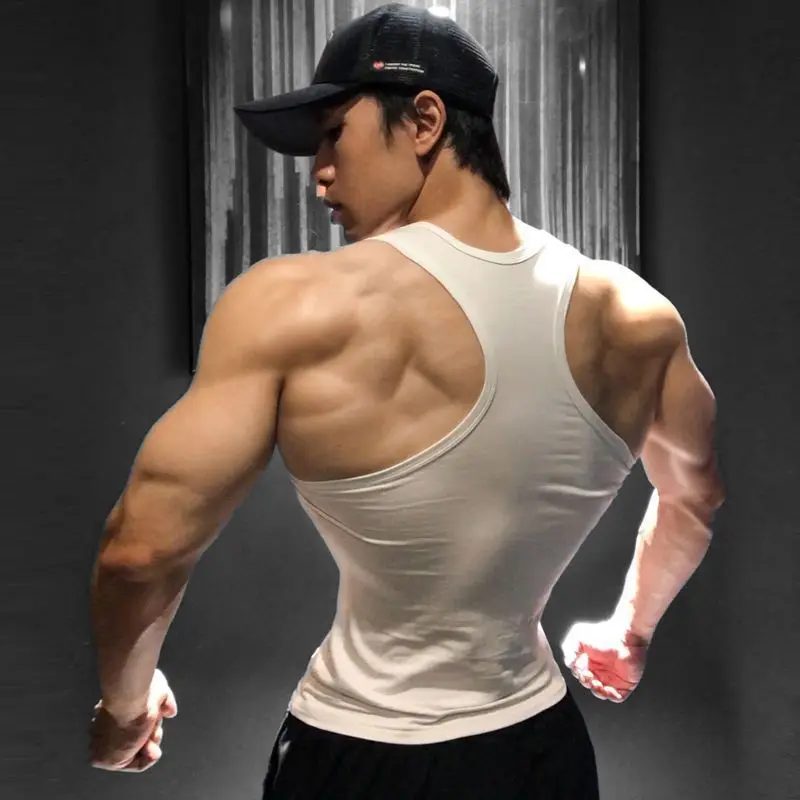 Canotta da uomo di grandi dimensioni in seta di ghiaccio Abbigliamento interno estivo Senza maniche Palestra Crossbar Sport Base attillata Stile sottile