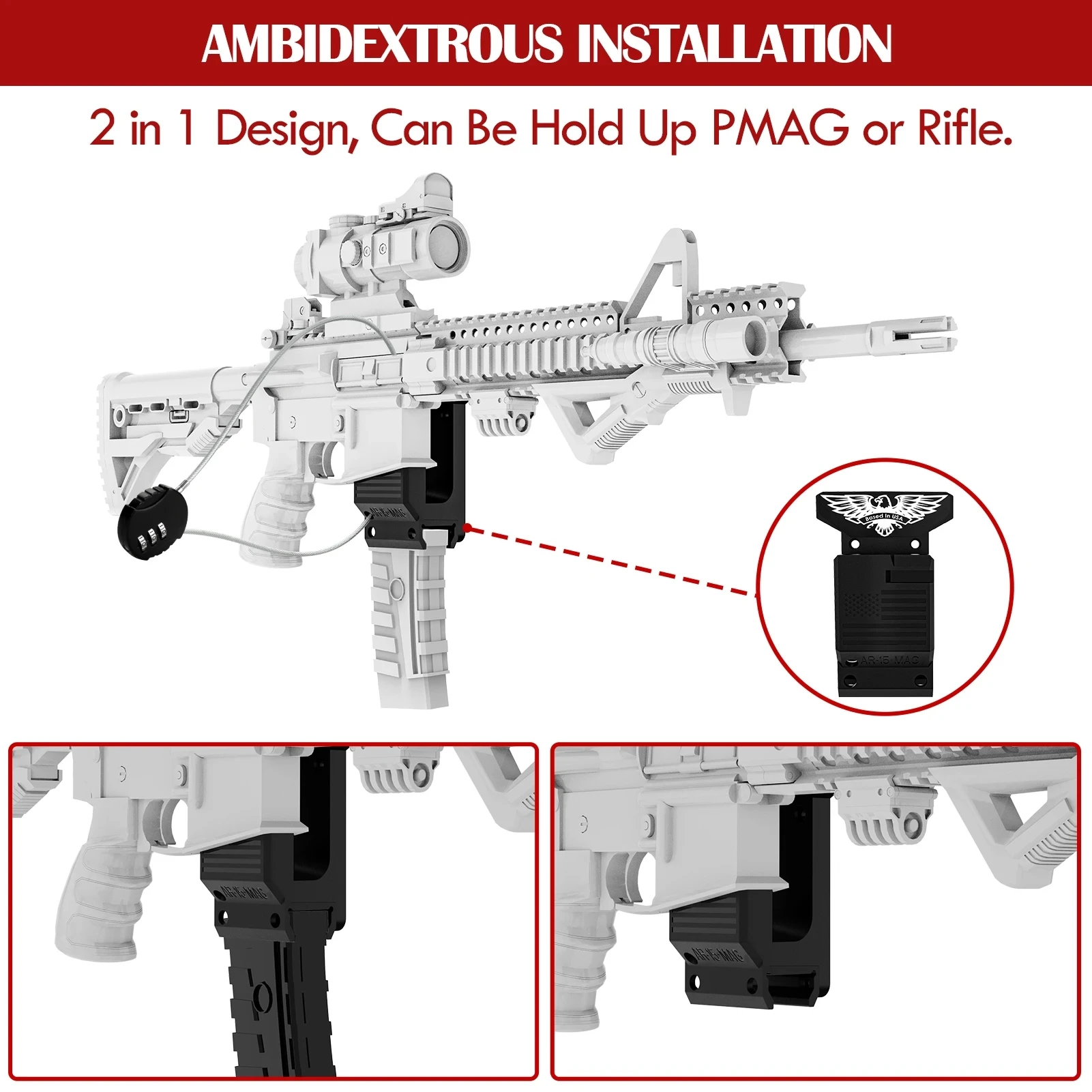 Nowy uchwyt ścienny AR15 ABS haczyk pistolet Airsoft akcesoria polujące na AR10 AK47 m4. 223 karabin 556 z pmagiem 300Lbs CS