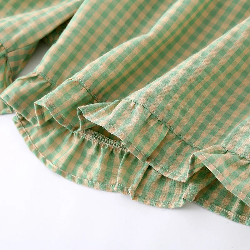 Plaid Print Ladies Female Nightwear Summer New Pajamas Woman Sleepwear Short Set Knitted Cotton 2Pcs Pyjamas Elegant