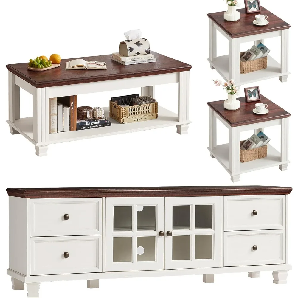 4-Piece Farmhouse Living Room Table Set 1