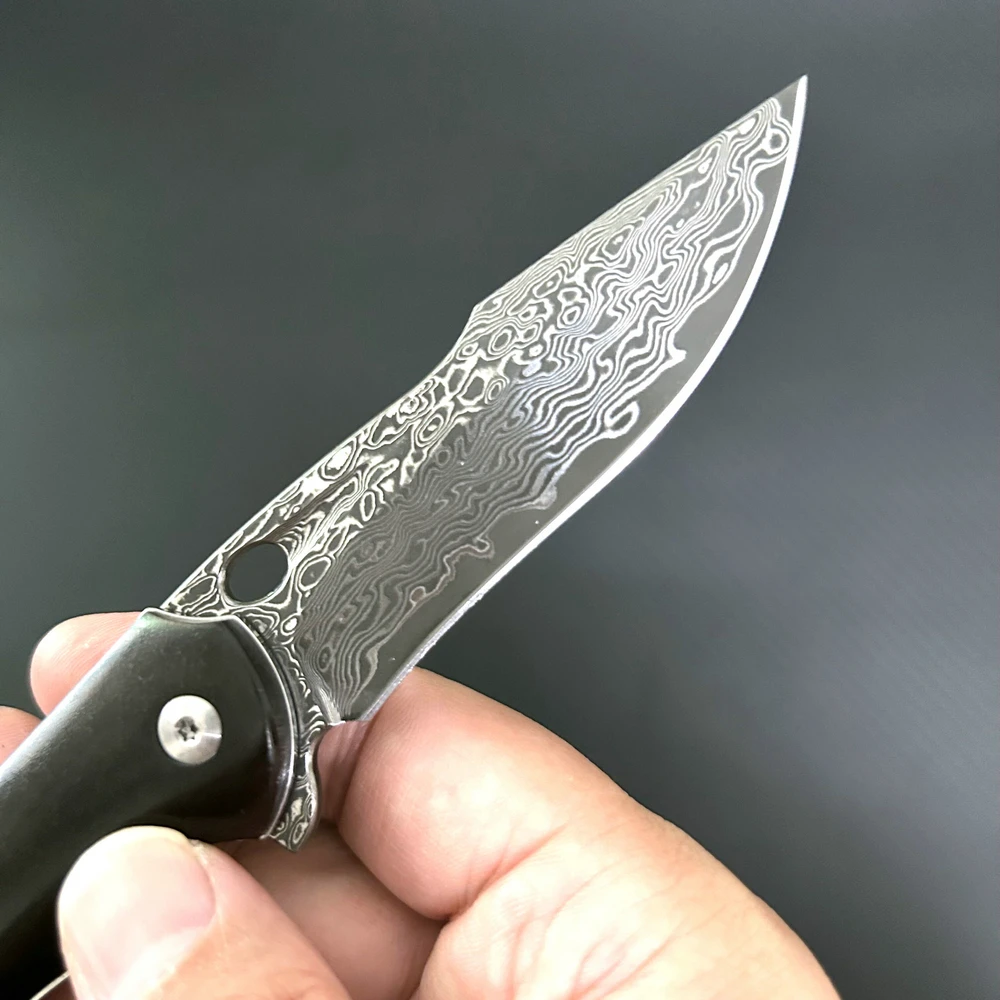 Trskt Damascus Pocket Knife Tactical Folding Knives Camping Survival Hunting Knives Edc Fish Tool Wood Handle Dropshipping