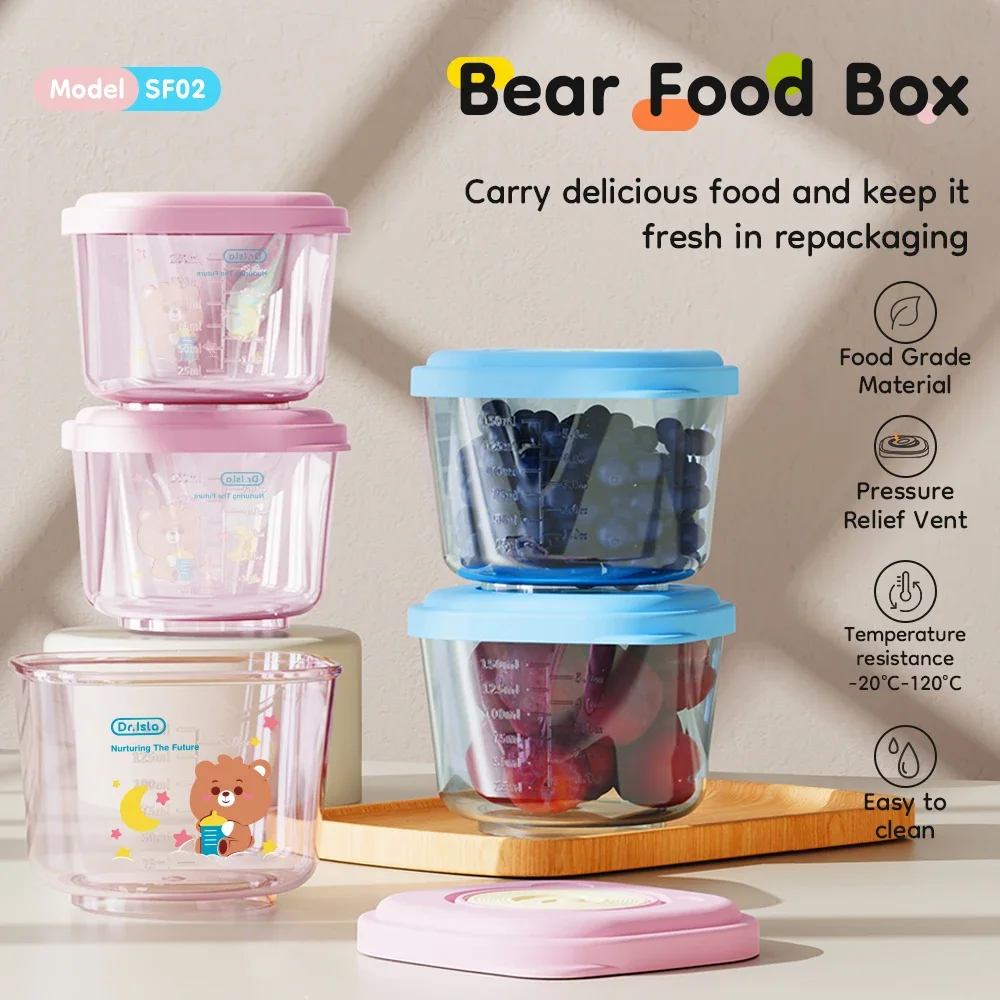 

4pcs 150ml Cartoon Baby Food Containers Safe PP Material Heated And Refrigerated Feeding Boxes with Measurement Scale Lines