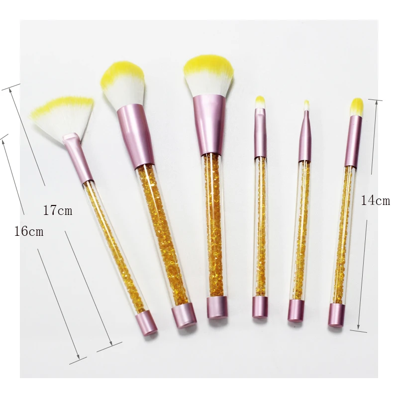 6 in 1 manico in cristallo economici capelli morbidi trucco viso fard pennello in polvere pennelli cosmetici di bellezza set kit di strumenti per donne ragazze