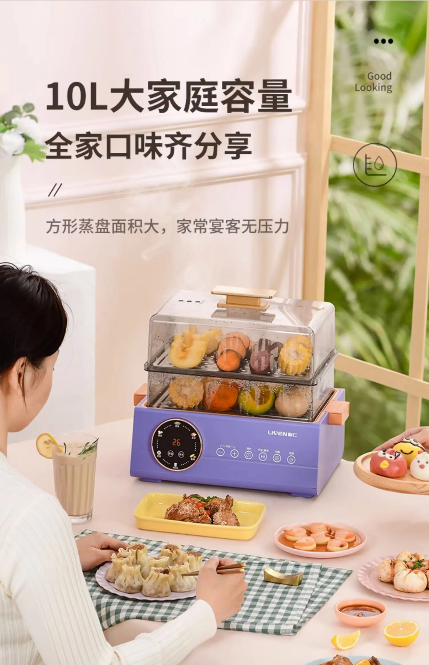 220V Household Multi-functional Large Capacity Electric Food Steamers for Steaming Buns, Breakfast, Stew, Steamer Pot