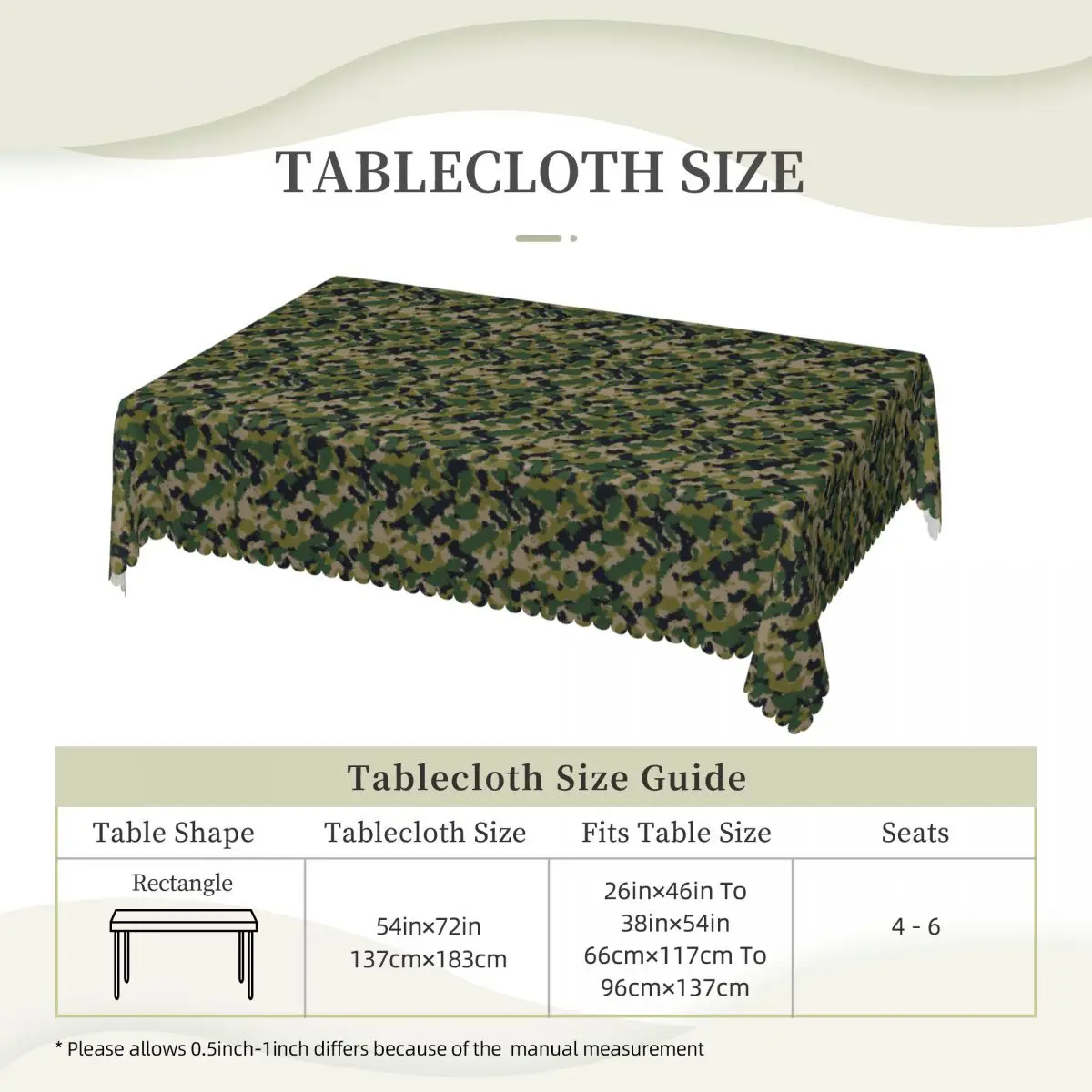 Splintertarn German WW2 Camouflage Army Military Camo Customized Rectangular Tablecloth Table Cover for Decorations Table Cloth