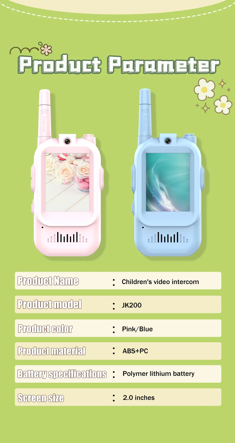 2 個のビデオトランシーバー子供用 USB-C 充電式ワンクリック HD 通話インターコム安全で耐久性のあるおもちゃ子供の誕生日プレゼント