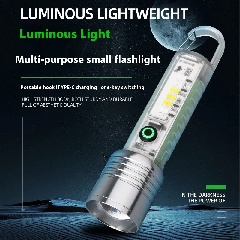 Mini Rechargeable Flashlight Fluorescence Torch Type-C Rechargeable Flashlight Outdoor Warning Lantern