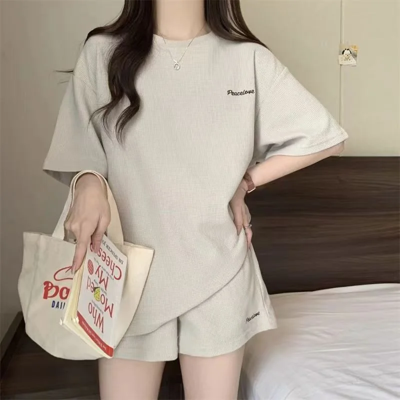 2024 Summer Loose T-shirt 2 Piece Shorts Sets Sportswear Women Tracksuits Fashion Casual Clothes Short Sleeve Suits Homewear