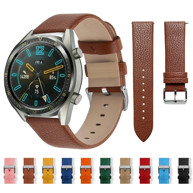 20mm 22mm Leather Strap For Samsung Galaxy Watch 5/pro/4/classic 44mm 40mm 46mm 42mm Huawei GT 2/Pro Sport Bracelet Watchbands