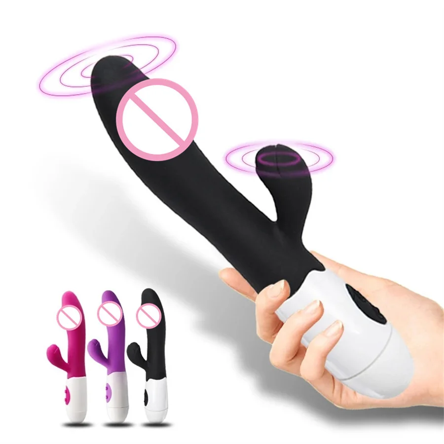 Female Masturbators Dual Vibration Silicone Dildo Rabbit Vibrator G Spot Vagina Clitoris Anal Massager Sex Toys For Women