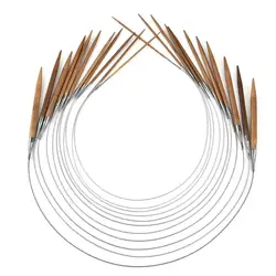3.0-10mm Natural Bamboo Circular Knitting Needles Stainless Steel Tube Hoop Knitting Needles DIY Hand Sewing Tools Supplies