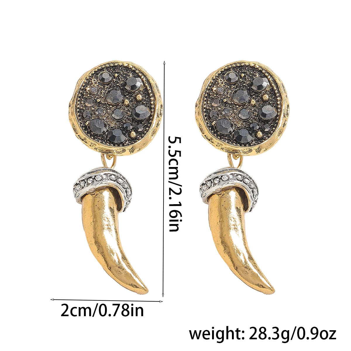 2025 جديد 2 قطعة الاتجاه Vintage النساء مجوهرات معدنية سباركلي القرن أقراط مع الفاخرة حفلة موسيقية اكسسوارات الحفلات سحر فتاة الهدايا