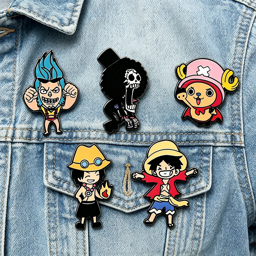 

Anime Enamel Pins Set Cute Cartoon Character Metal Lapel Brooches 1/5pcs Pirates Badges for Denim Manga Fans Collectible Gift