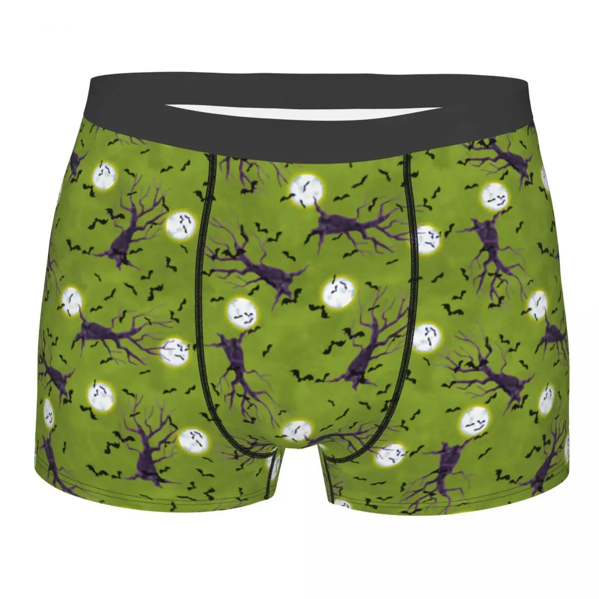 

Custom Male Fashion Happy Halloween Haunting Trees Bats Underwear Boxer Briefs Breathable Shorts Panties Underpants