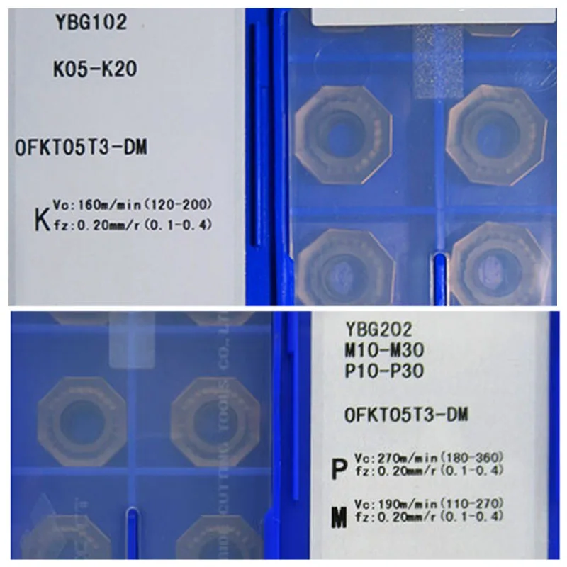 OFKT-insertos de carburo OFKR OFKT05T3, 10 uds, CNC, OFKT05T3-DM YBG102 YBG202 YBG302 YB9320, cuchillas de fresado octogonales, portaherramientas de torno