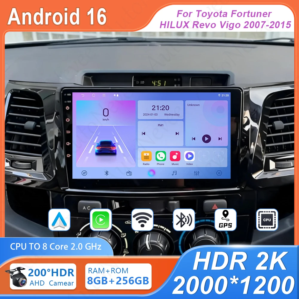 

Android-магнитола для Toyota Fortuner HILUX Revo Vigo 2007-2015, автомобильная DVD-система, GPS-навигация, 4G Wi-Fi, Bluetooth, высокопроизводительная камера