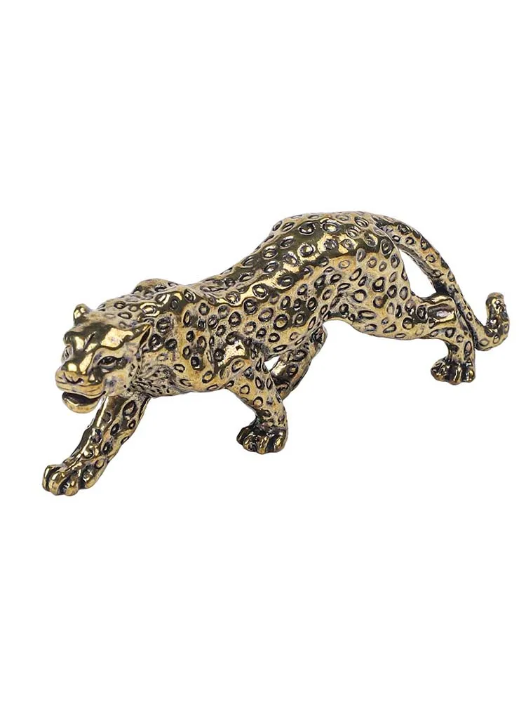 Figurine Leopard Statue Ornament Solid Sturdy Timeless Look Unique Touch Vintage Animal Brass Construction Compact