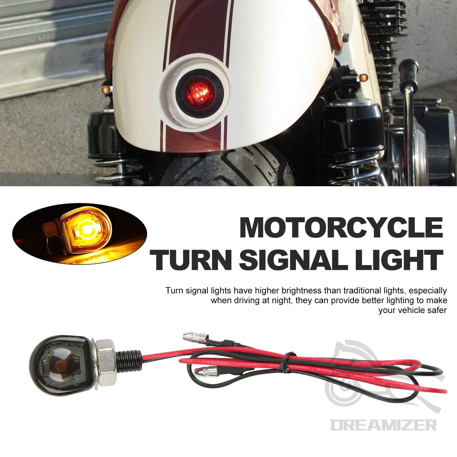 2pcs Motorcycle LED Turn Signal Light Amber M8 Mini LED Turn Signals Amber Blinker Light For Harley Honda Yamaha Kawasaki