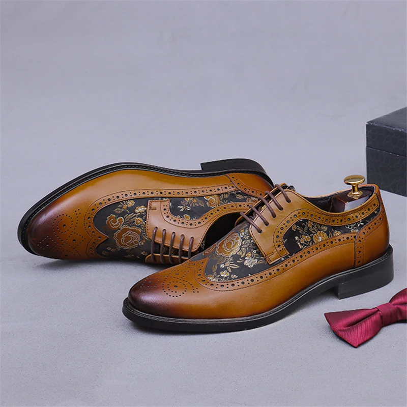 Men'S Shoes Dressy Casual - Formelle Herrenschuhe aus echtem Leder, Stickerei,