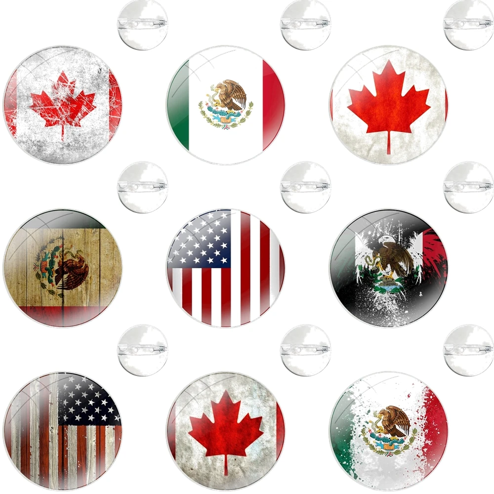 America USA Canada Mexico Flag Pins Badge Metal Brooches For Clothes Backpack Decoration gift