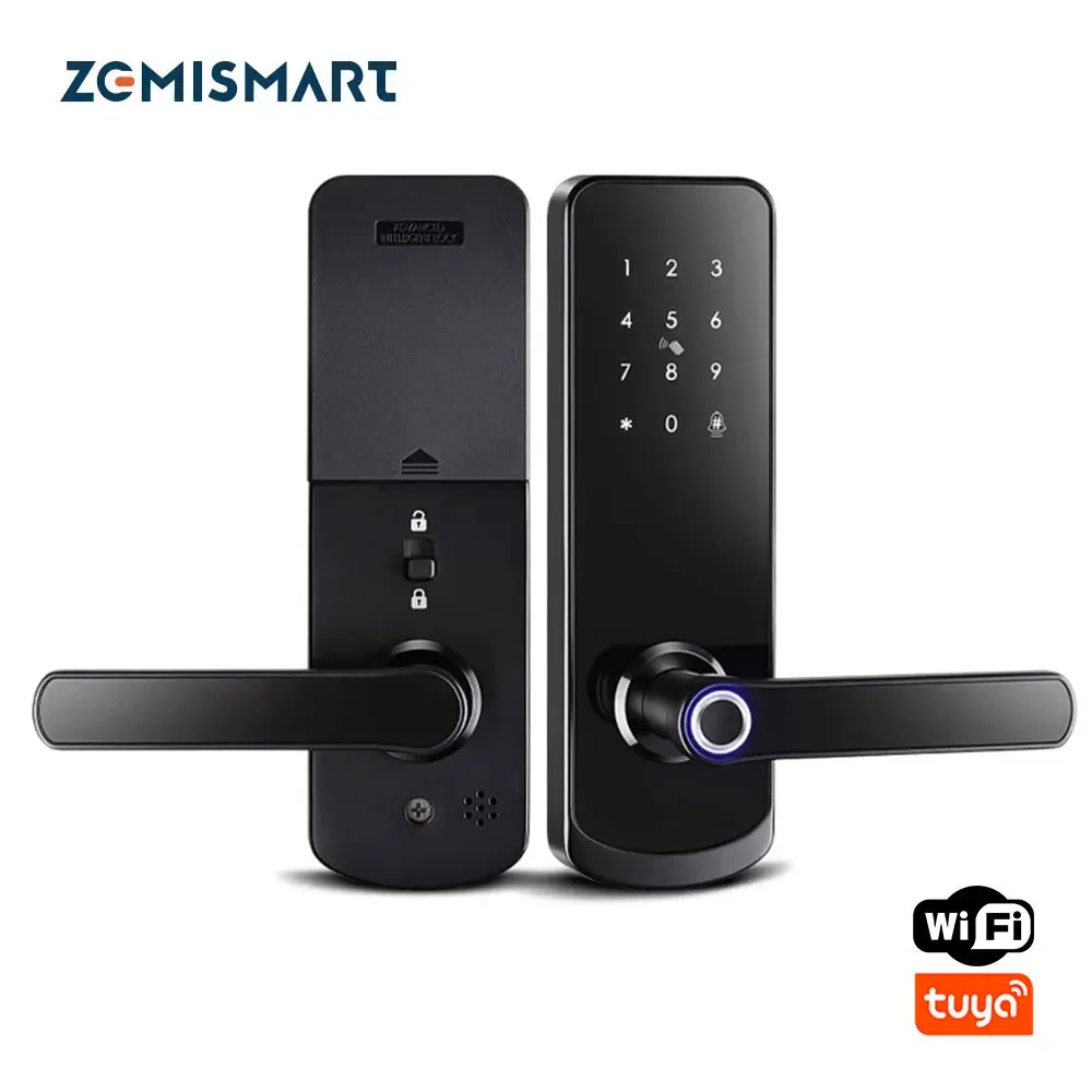 Zemismart Smart WiFi Electronic Door Lock with Doorbell Alert Security For Hotel Apartment Fingerprint Tuya APP Card Key Unlock