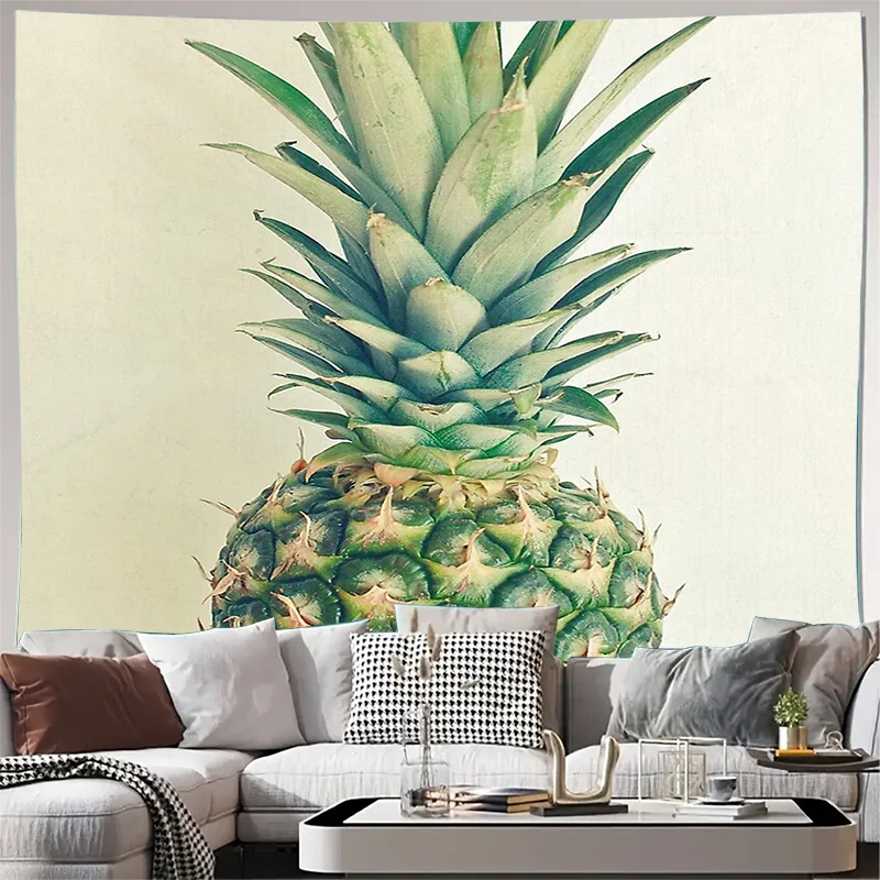 Tropical Pineapple Tapestry Wall Hanging Hawaiian Beach Decor Exotic Fruit Pattern Boho Dorm Room Aesthetic Summer Vibes Jungle