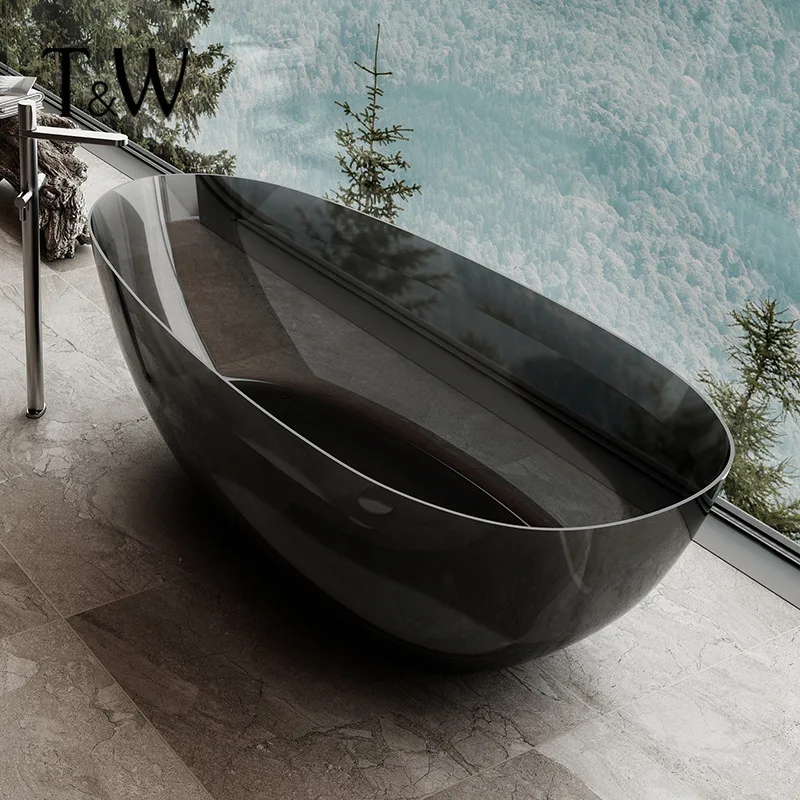 

Goose egg-shaped transparent bathtub Color crystal resin B & B bathtub