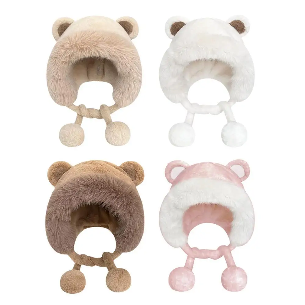 Winter Fur Bucket Hat With Bear Ear Ball Fashionable Plush Fisherman Hat For Soft And Warm Protection Against The Cold