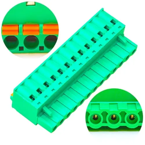 

5.0mm Phoenix Connector with Orange Spring 13 Pin, Green PCB Spring Terminal Block Spring Connection (1Pcs 5.0M-SP-13P)