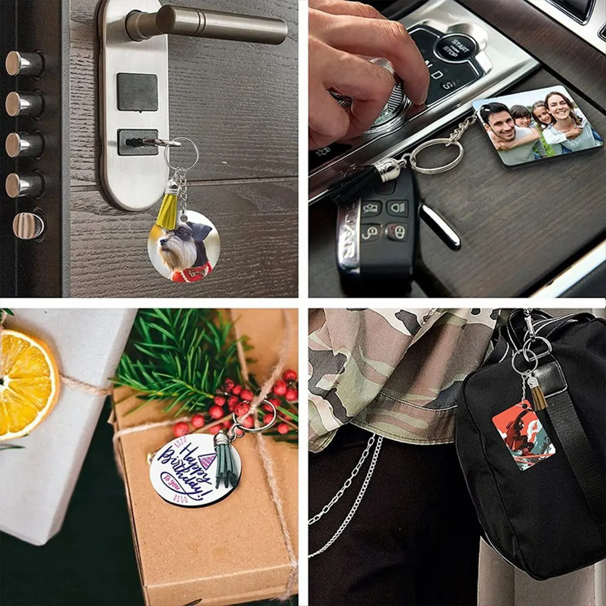 2026 + 30 قطعة التسامي سلسلة المفاتيح فارغة مربع مستدير مستطيل نقل الحرارة لوازم الفن Keychain بها بنفسك المفاتيح