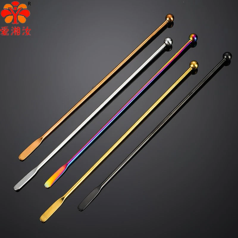 19.2cm Drink Stirrers Ball Peen Stirring Stick Stainless Stir Cocktail Stirring Annulus Bar Tools Gold/Silver Long Mixer