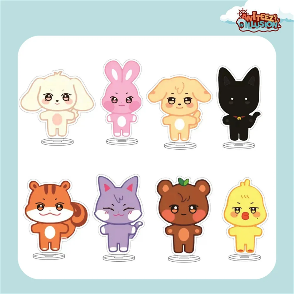 

ATEEZ Acrylic Standing Board 12CM ANITEEZ Cartoon Cute Animals Model Round Base Desktop Decoration Yeosang Yunho Kpop Gifts