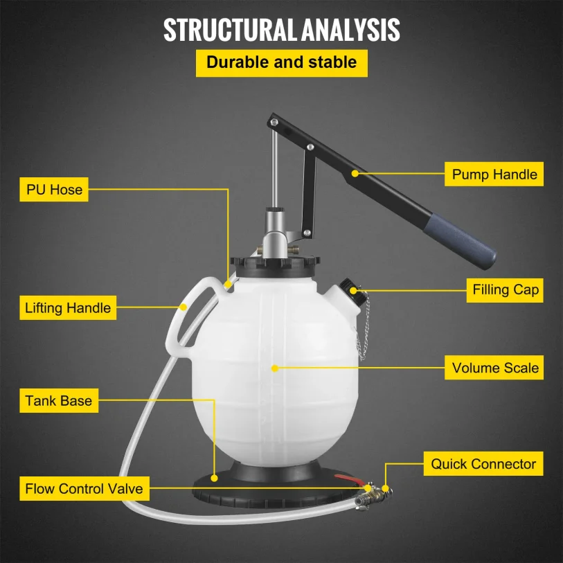 مضخة سائل ناقل الحركة SucceBuy ATF حشو نقل السوائل 7.5 لتر مع صمام التحكم و15 مجموعة محولات مشتركة لاستبدال الزيت #6